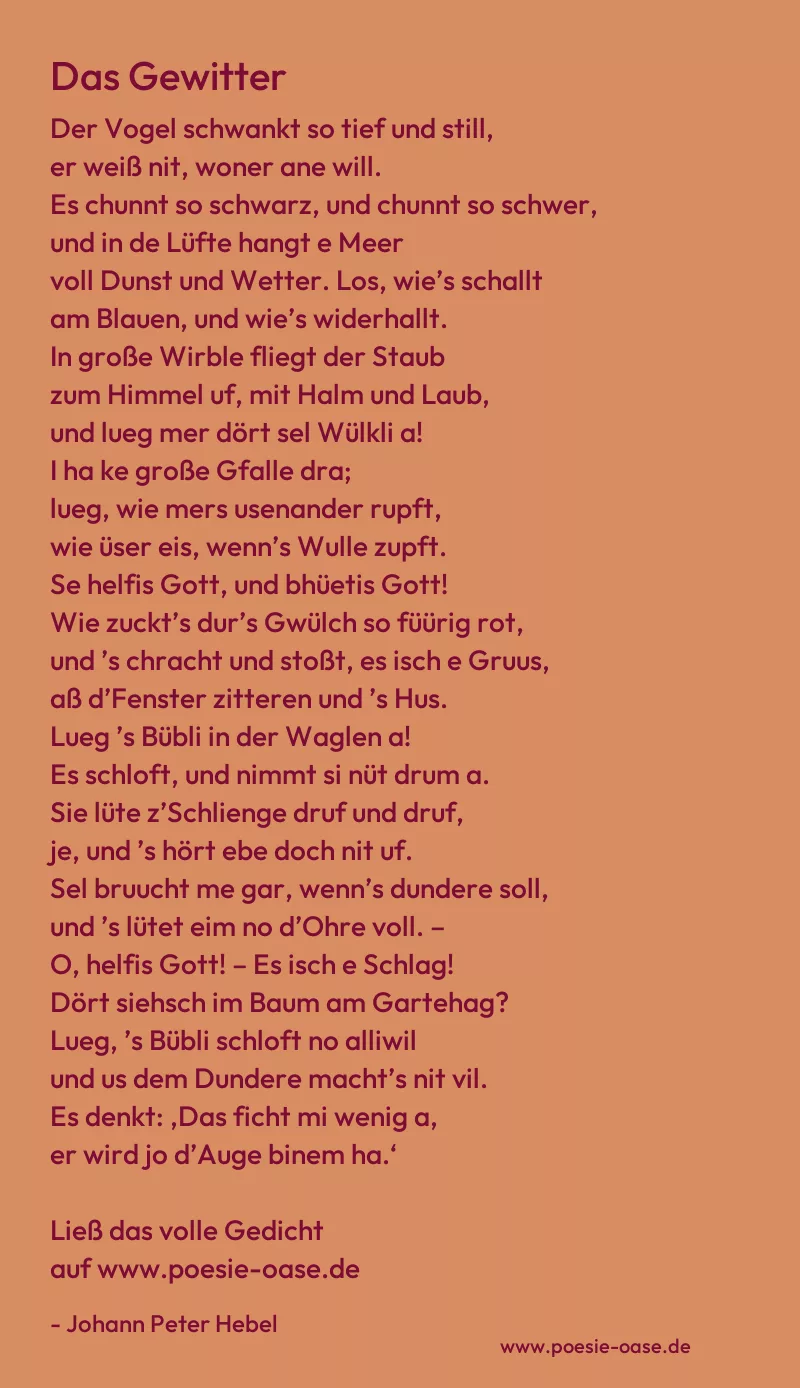 Gedicht: Das Gewitter von Johann Peter Hebel