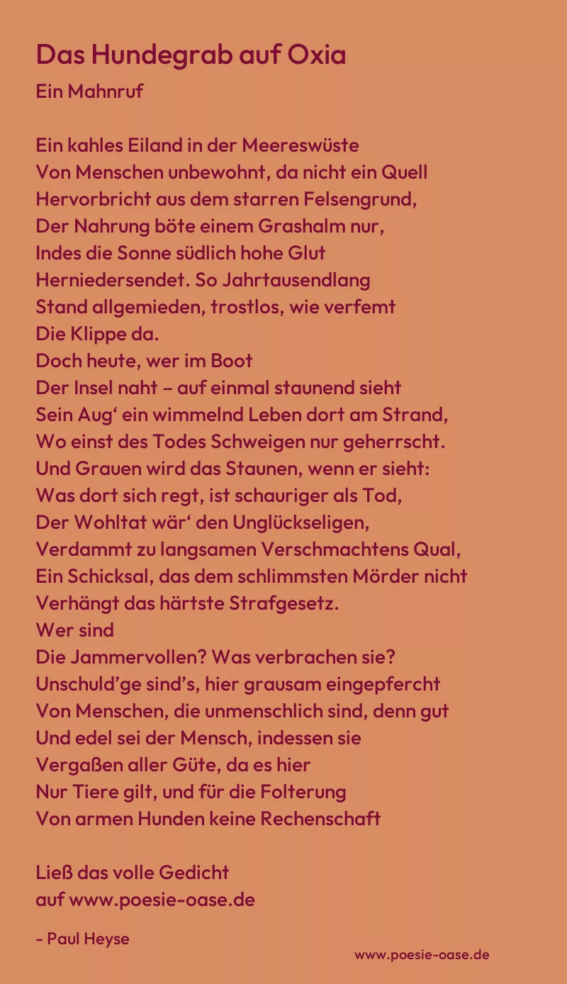 Gedicht: Das Hundegrab auf Oxia von Paul Heyse