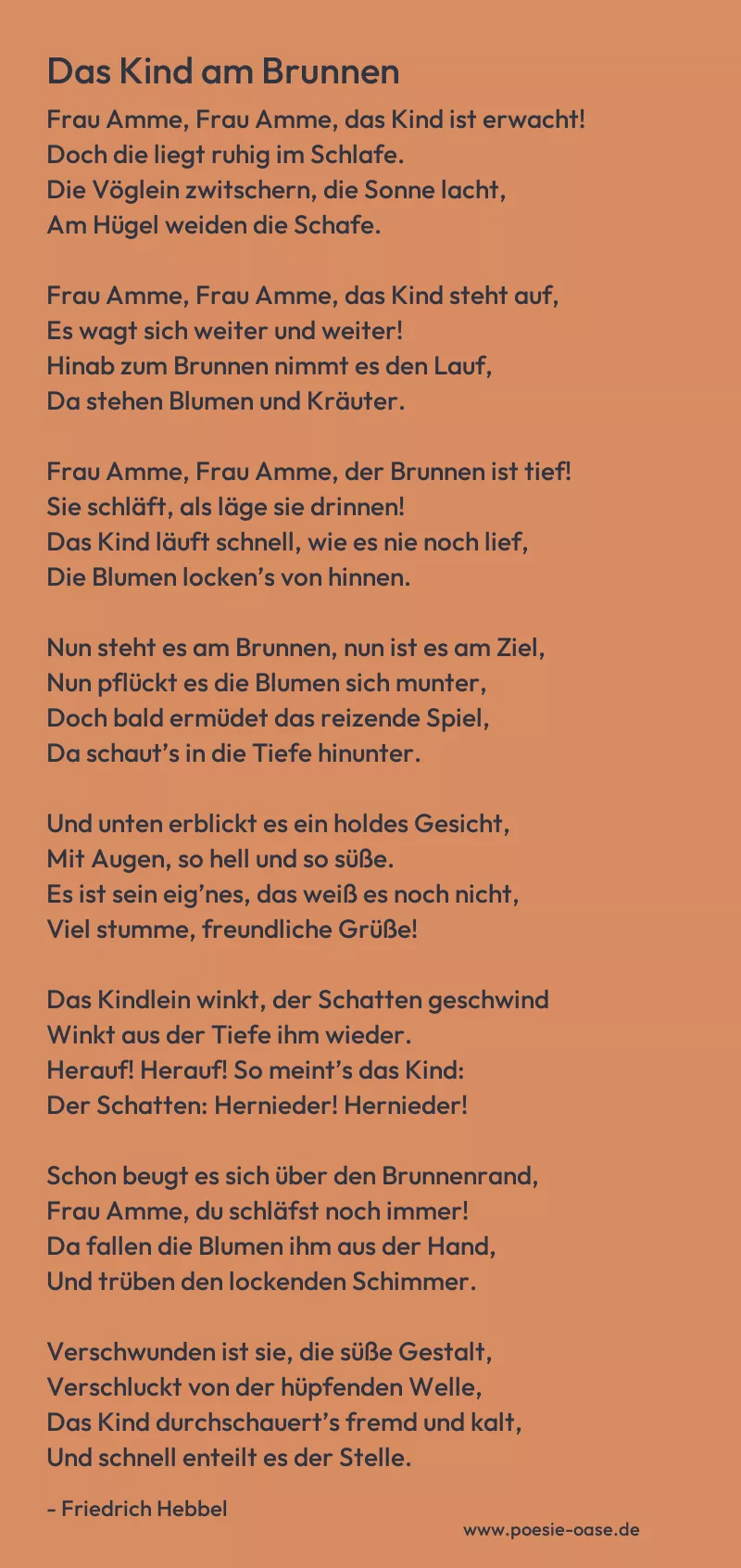 Gedicht: Das Kind am Brunnen von Friedrich Hebbel