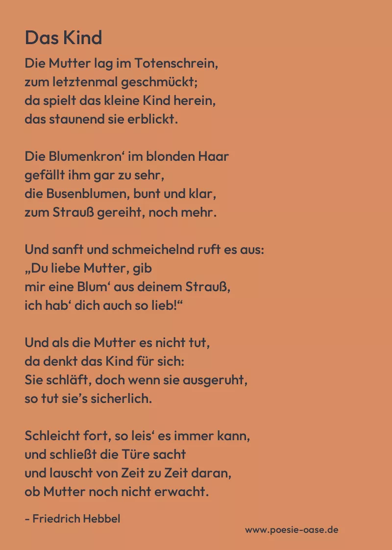Gedicht: Das Kind von Friedrich Hebbel