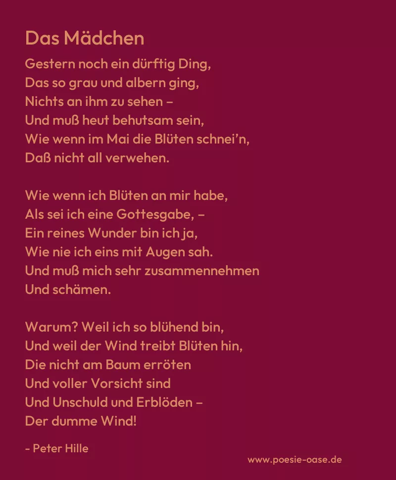 Gedicht: Das Mädchen von Peter Hille