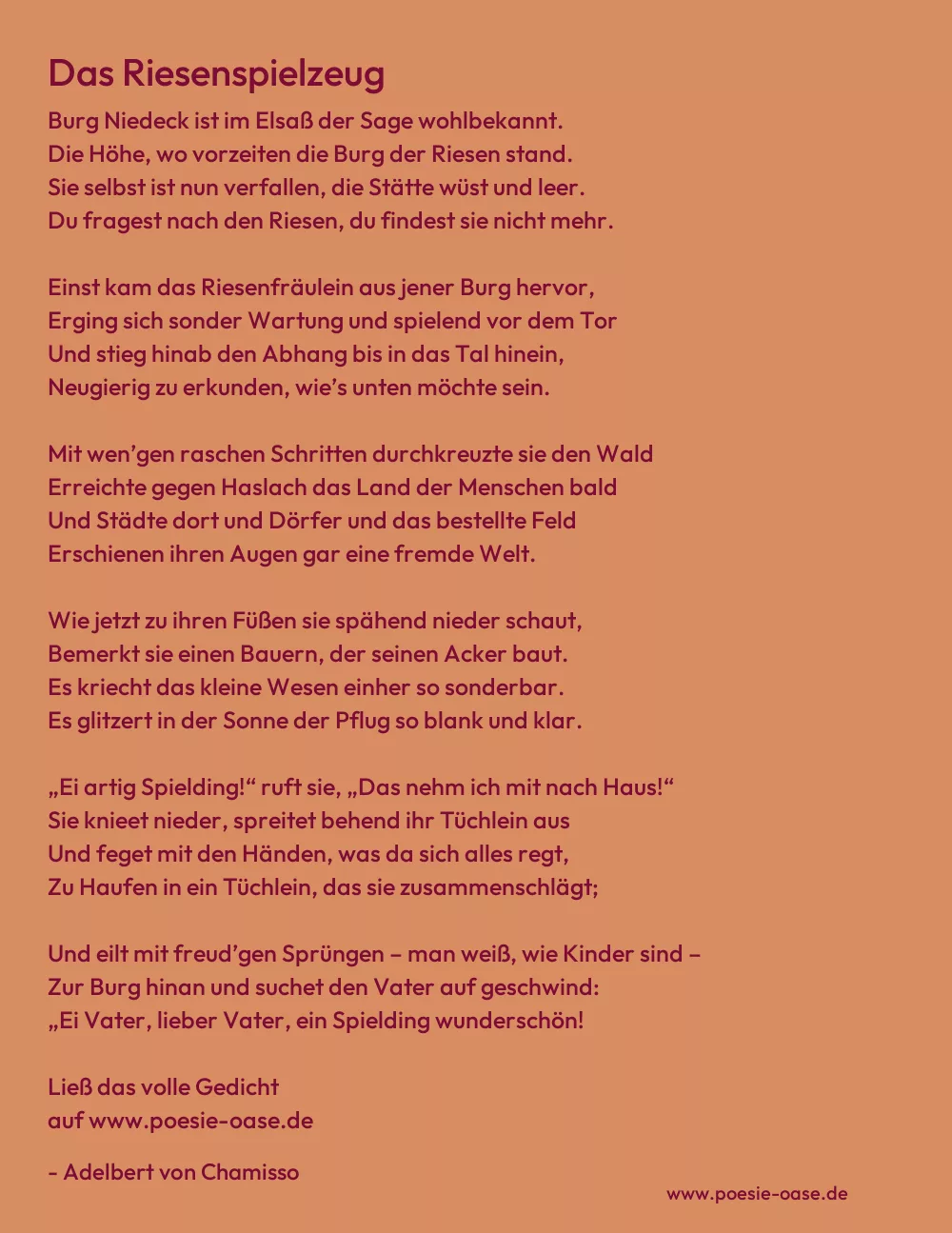 Gedicht: Das Riesenspielzeug von Adelbert von Chamisso