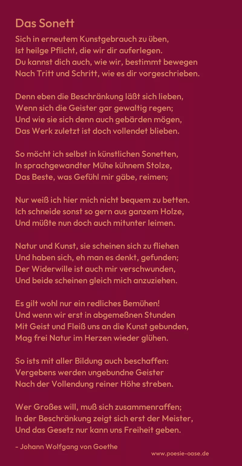 Gedicht: Das Sonett von Johann Wolfgang von Goethe