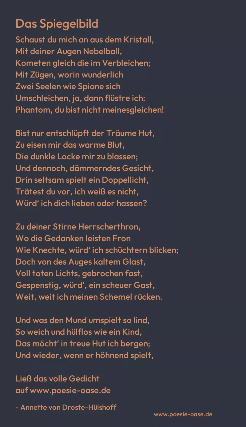 Gedicht: Das Spiegelbild von Annette von Droste-Hülshoff