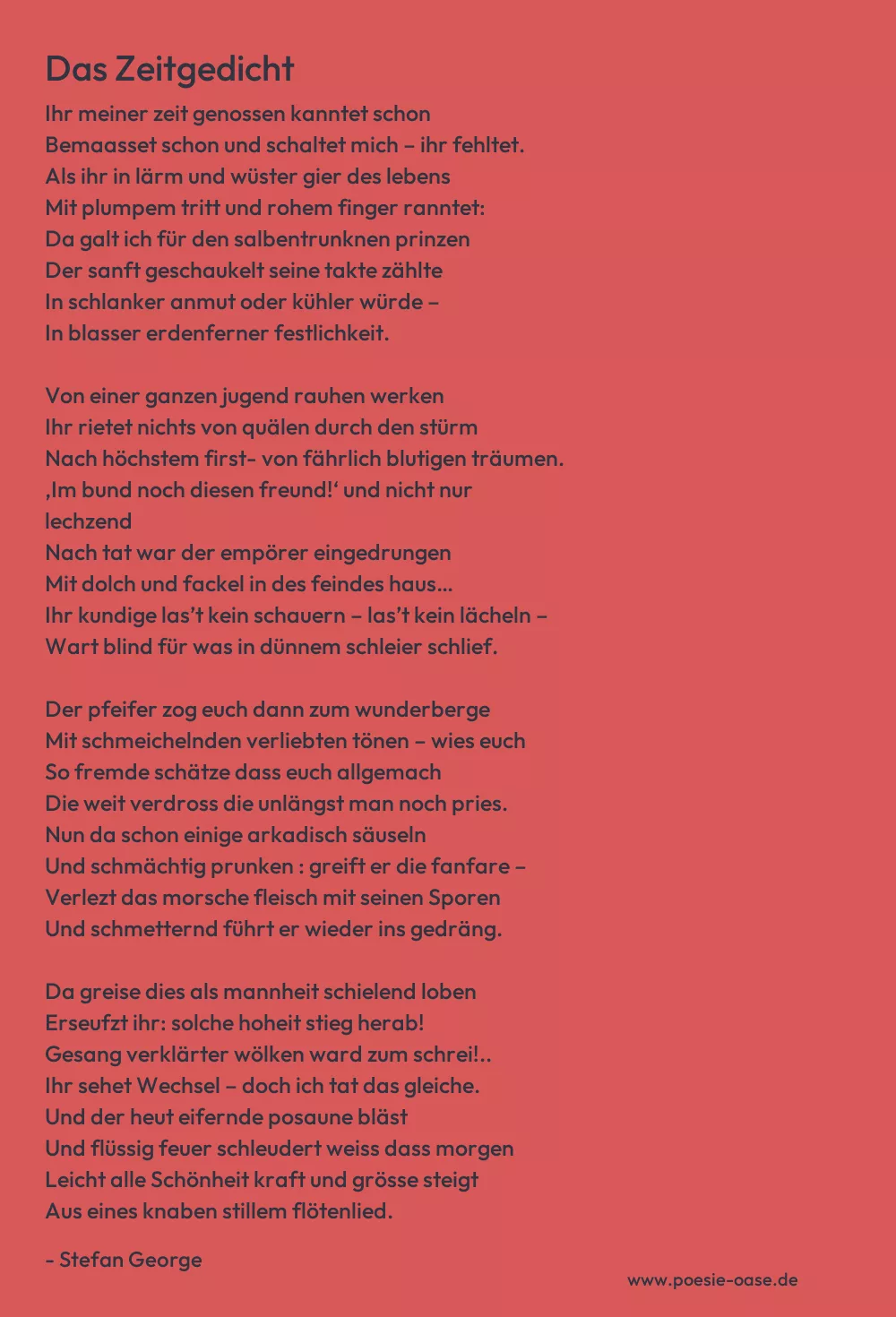 Gedicht: Das Zeitgedicht von Stefan George