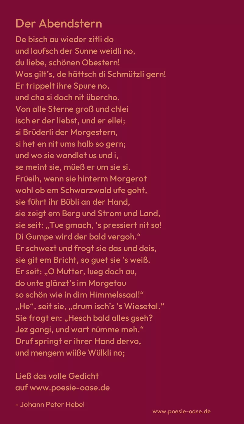 Gedicht: Der Abendstern von Johann Peter Hebel