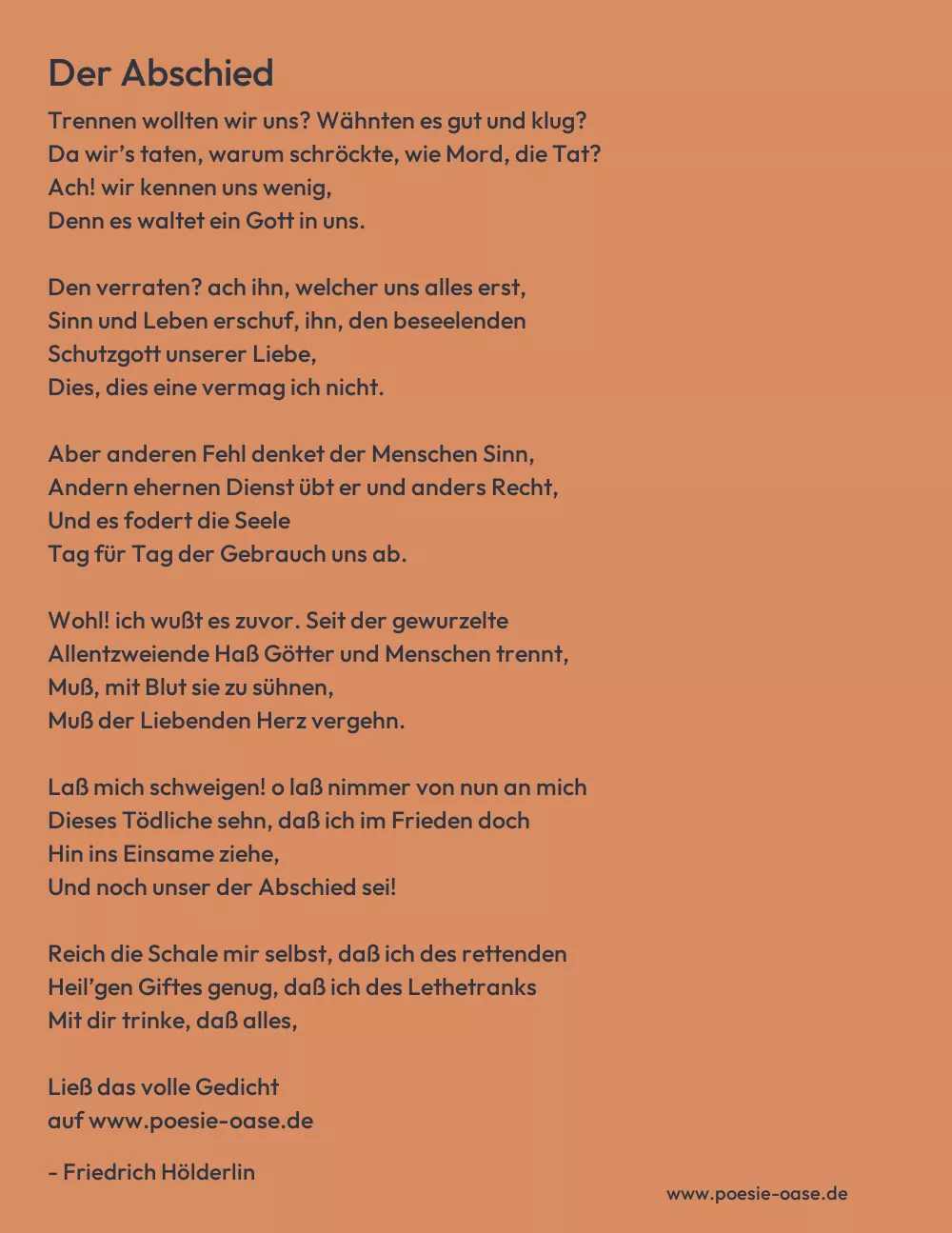 Gedicht: Der Abschied von Friedrich Hölderlin
