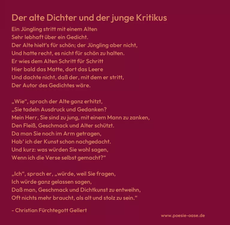 Der alte Dichter und der junge Kritikus