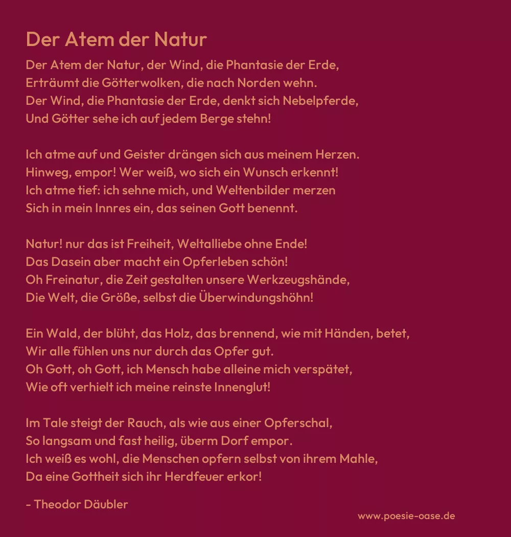 Gedicht: Der Atem der Natur von Theodor Däubler