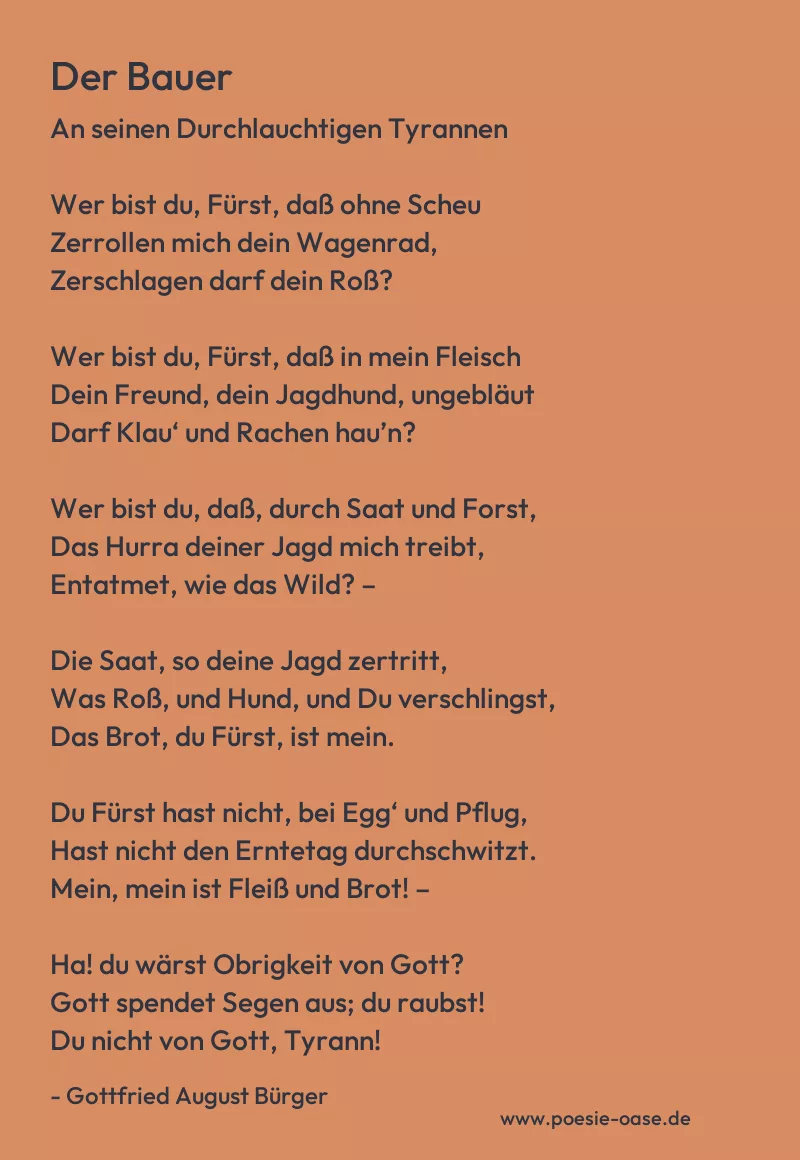 Gedicht: Der Bauer von Gottfried August Bürger