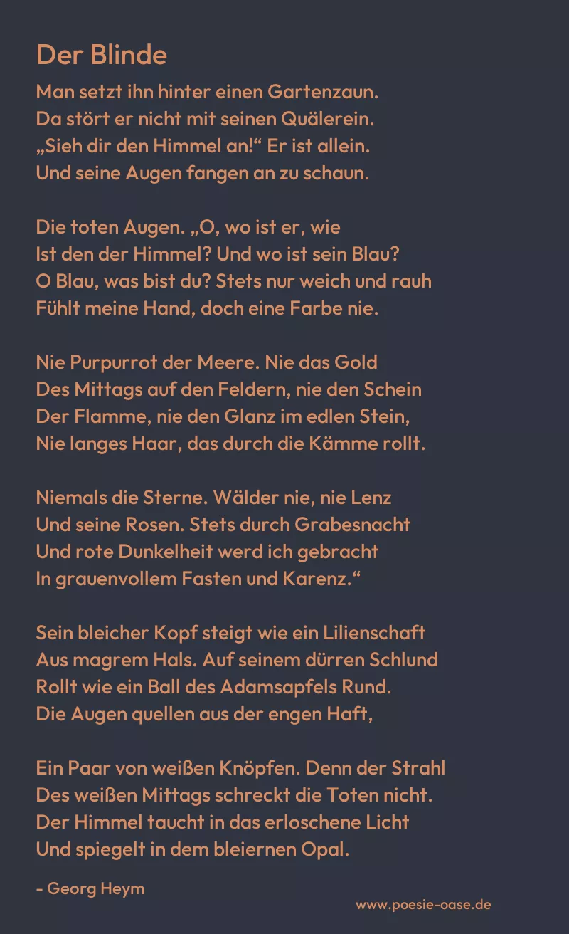 Gedicht: Der Blinde von Georg Heym