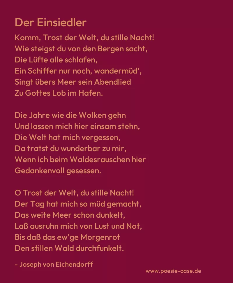 Gedicht: Der Einsiedler von Joseph von Eichendorff