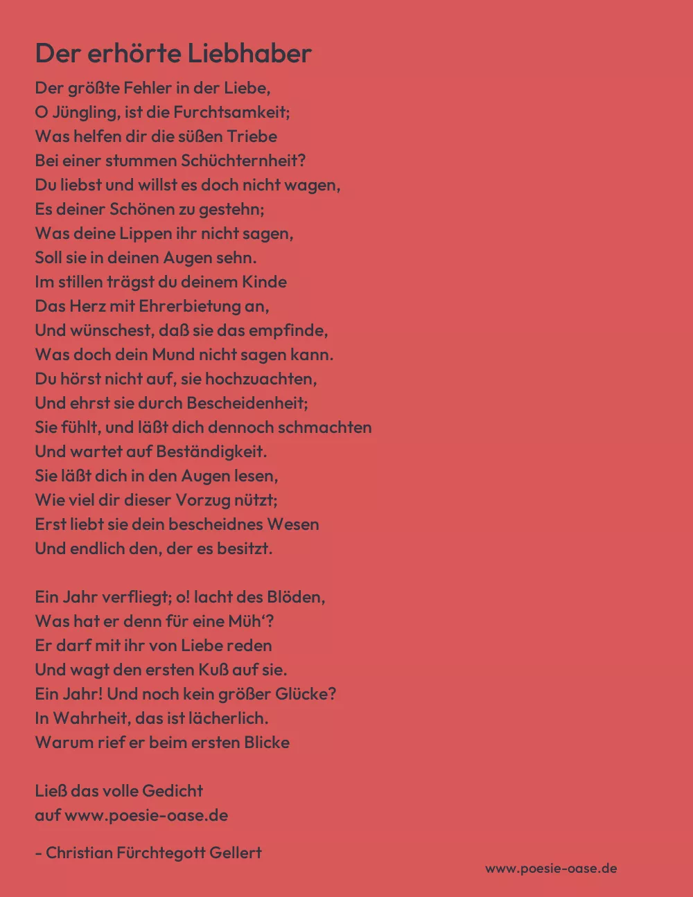 Gedicht: Der erhörte Liebhaber von Christian Fürchtegott Gellert