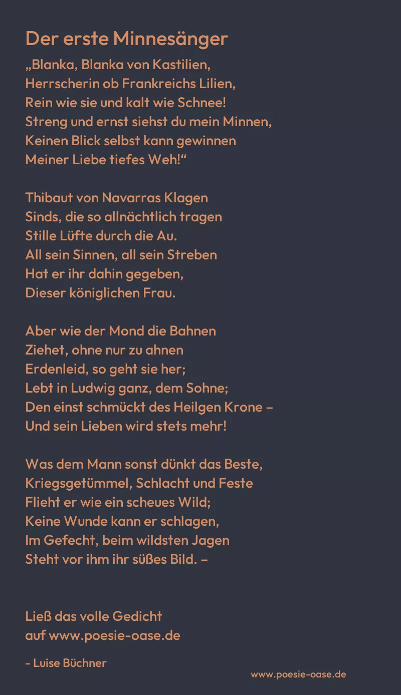 Gedicht: Der erste Minnesänger von Luise Büchner