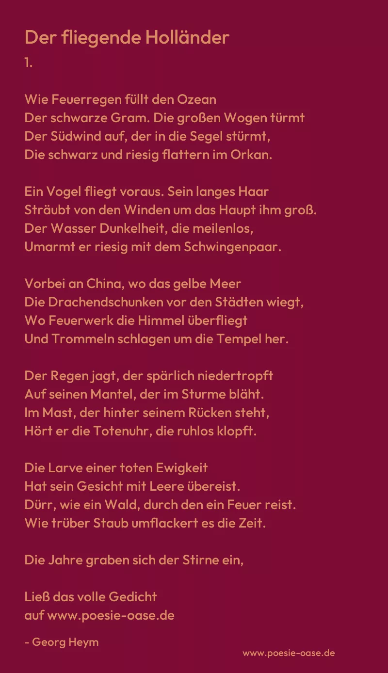 Gedicht: Der fliegende Holländer von Georg Heym