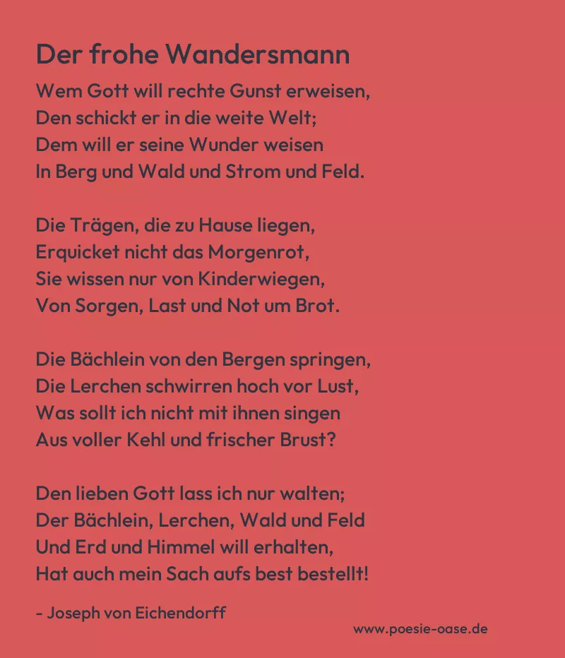 Gedicht: Der frohe Wandersmann von Joseph von Eichendorff