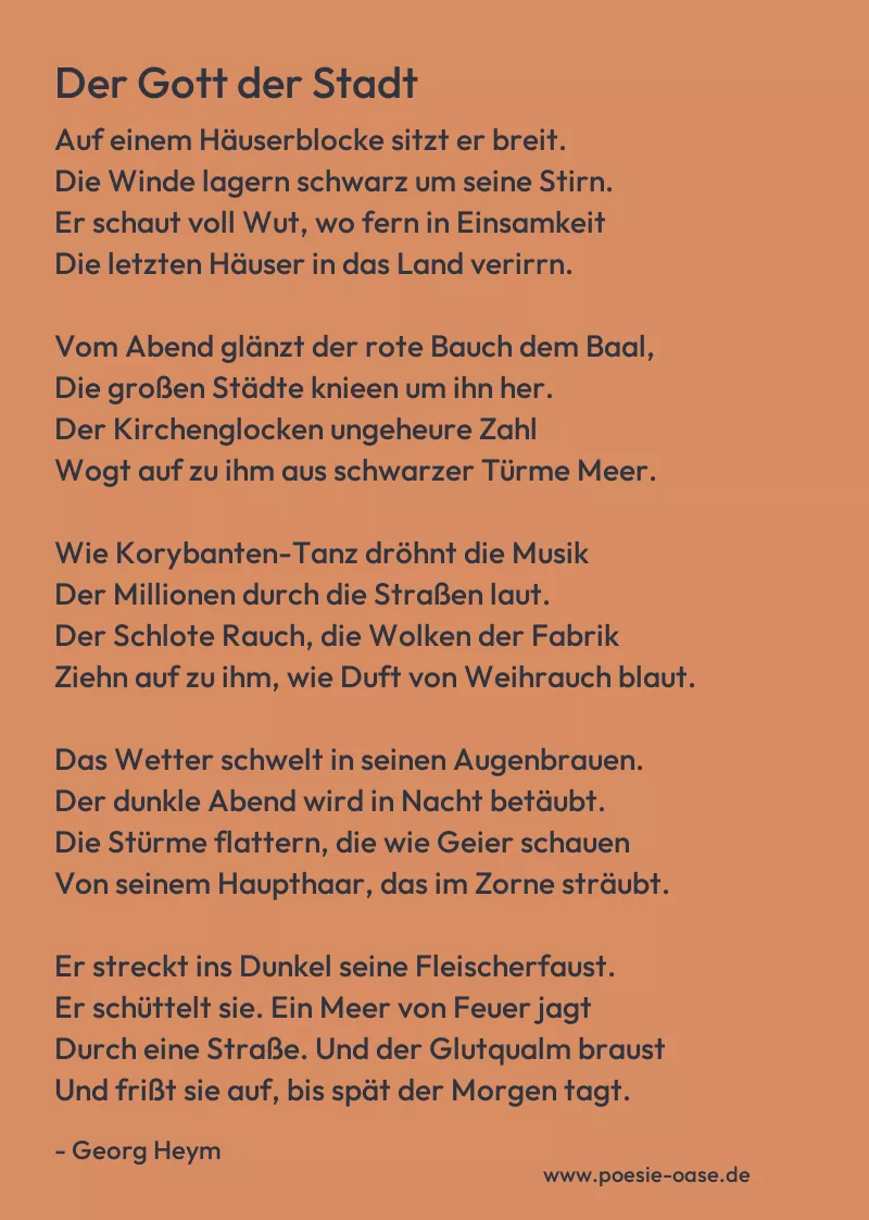 Gedicht: Der Gott der Stadt von Georg Heym