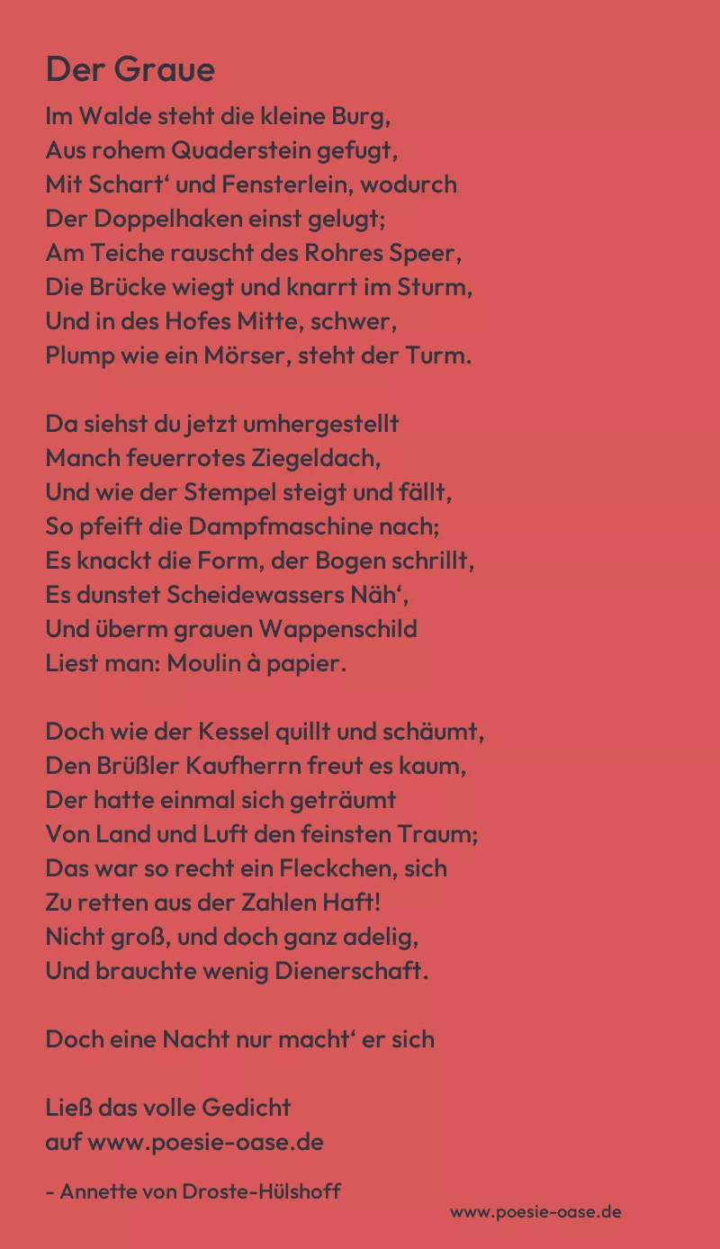 Gedicht: Der Graue von Annette von Droste-Hülshoff