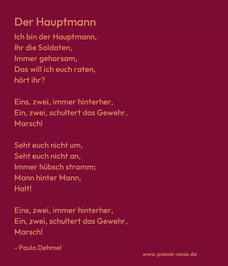 Gedicht: Der Hauptmann von Paula Dehmel