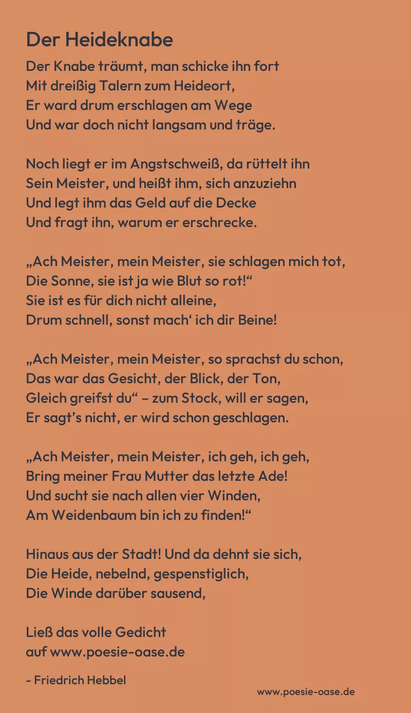 Gedicht: Der Heideknabe von Friedrich Hebbel