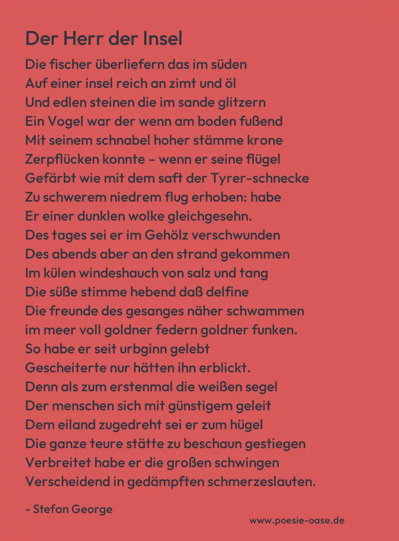 Gedicht: Der Herr der Insel von Stefan George