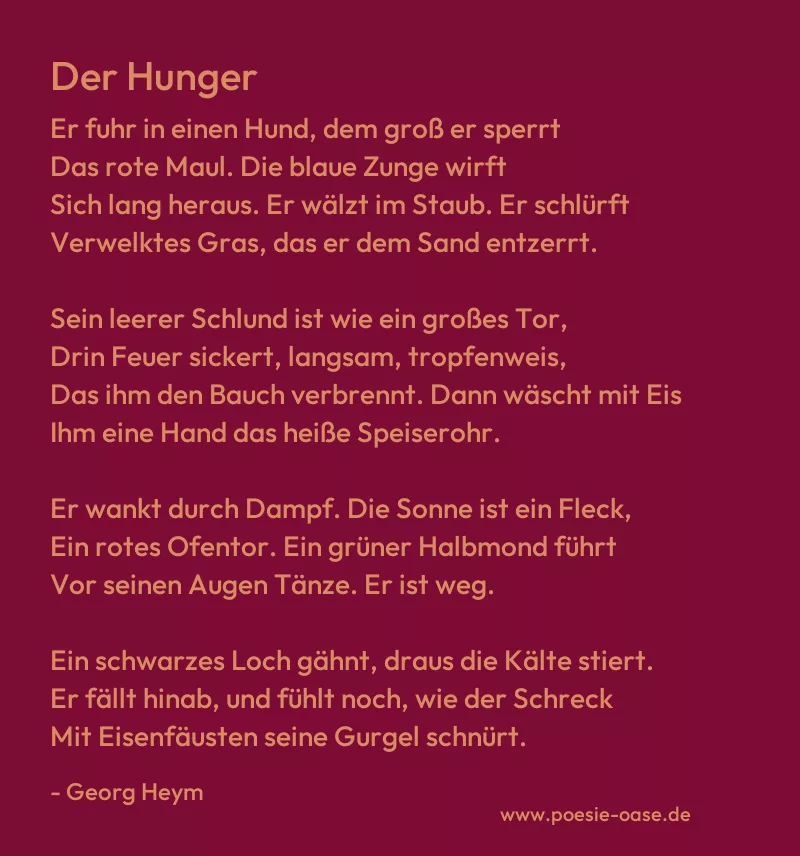 Gedicht: Der Hunger von Georg Heym