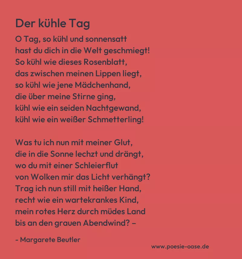 Gedicht: Der kühle Tag von Margarete Beutler