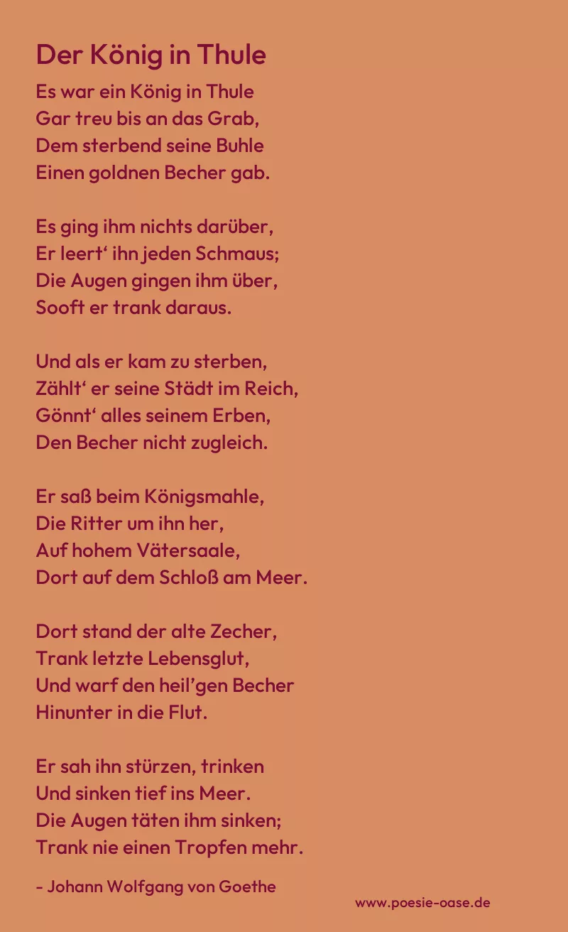 Gedicht: Der König in Thule von Johann Wolfgang von Goethe