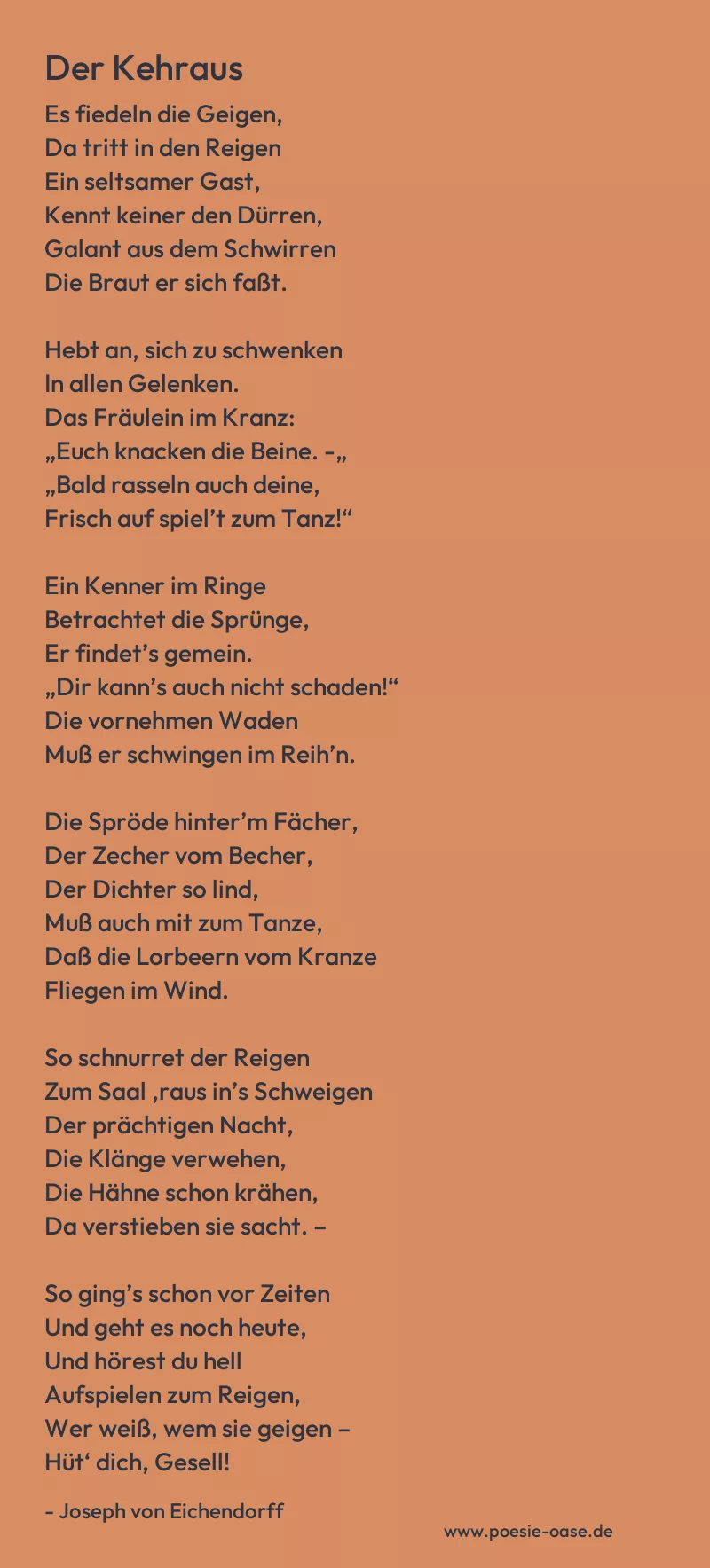 Gedicht: Der Kehraus von Joseph von Eichendorff