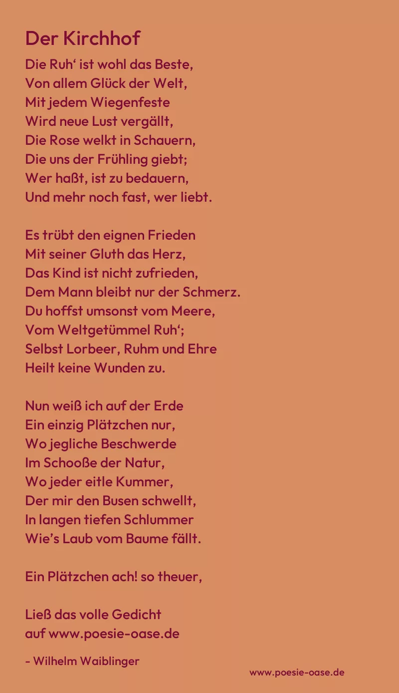Gedicht: Der Kirchhof von Wilhelm Waiblinger
