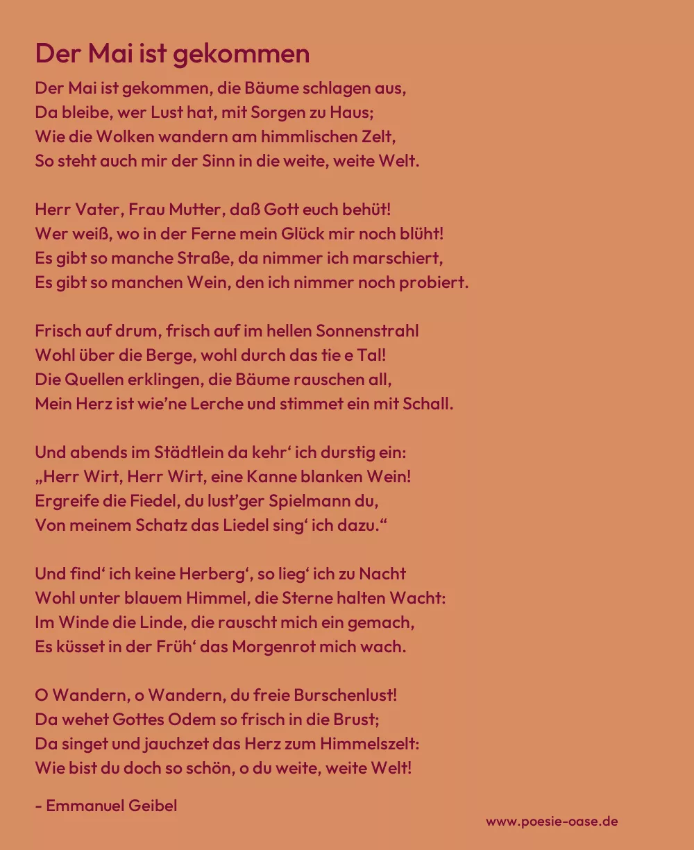 Gedicht: Der Mai ist gekommen von Emmanuel Geibel