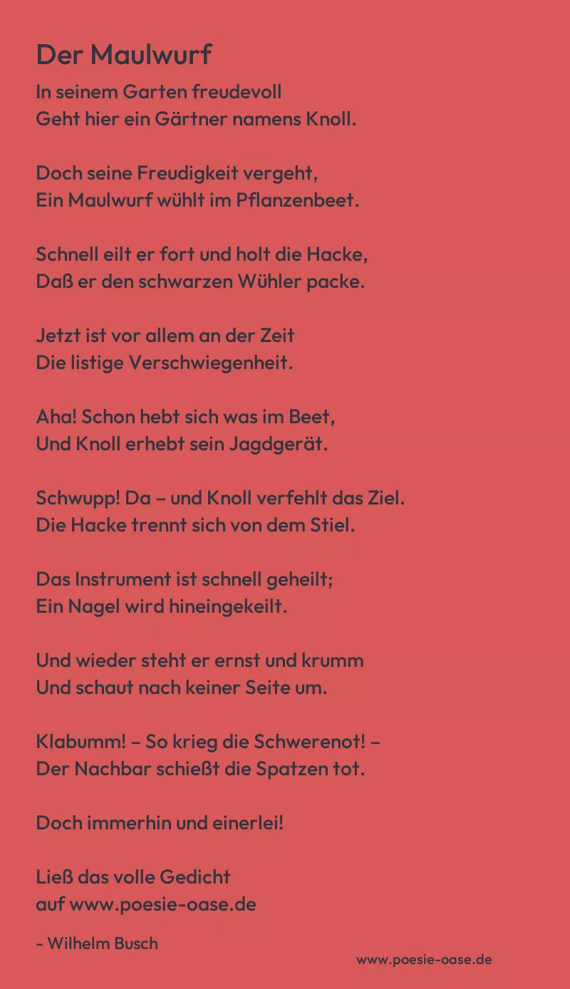 Gedicht: Der Maulwurf von Wilhelm Busch
