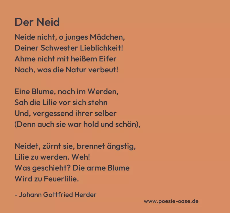 Gedicht: Der Neid von Johann Gottfried Herder