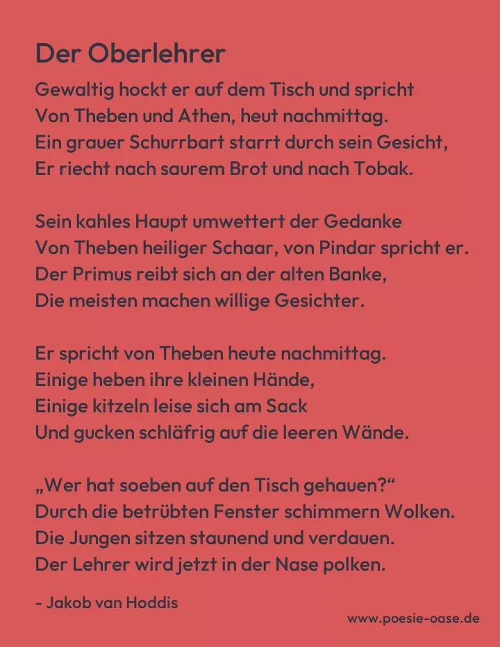 Gedicht: Der Oberlehrer von Jakob van Hoddis
