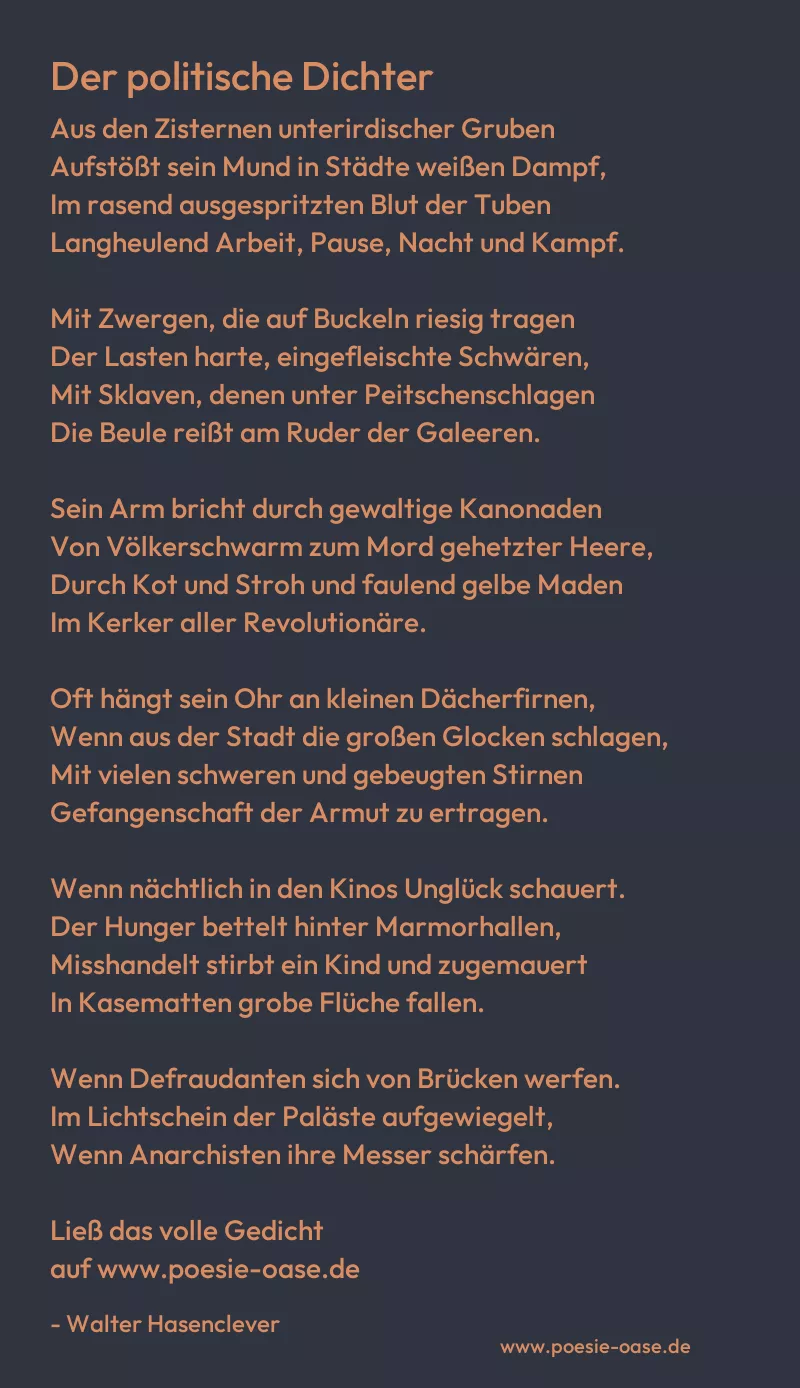 Gedicht: Der politische Dichter von Walter Hasenclever