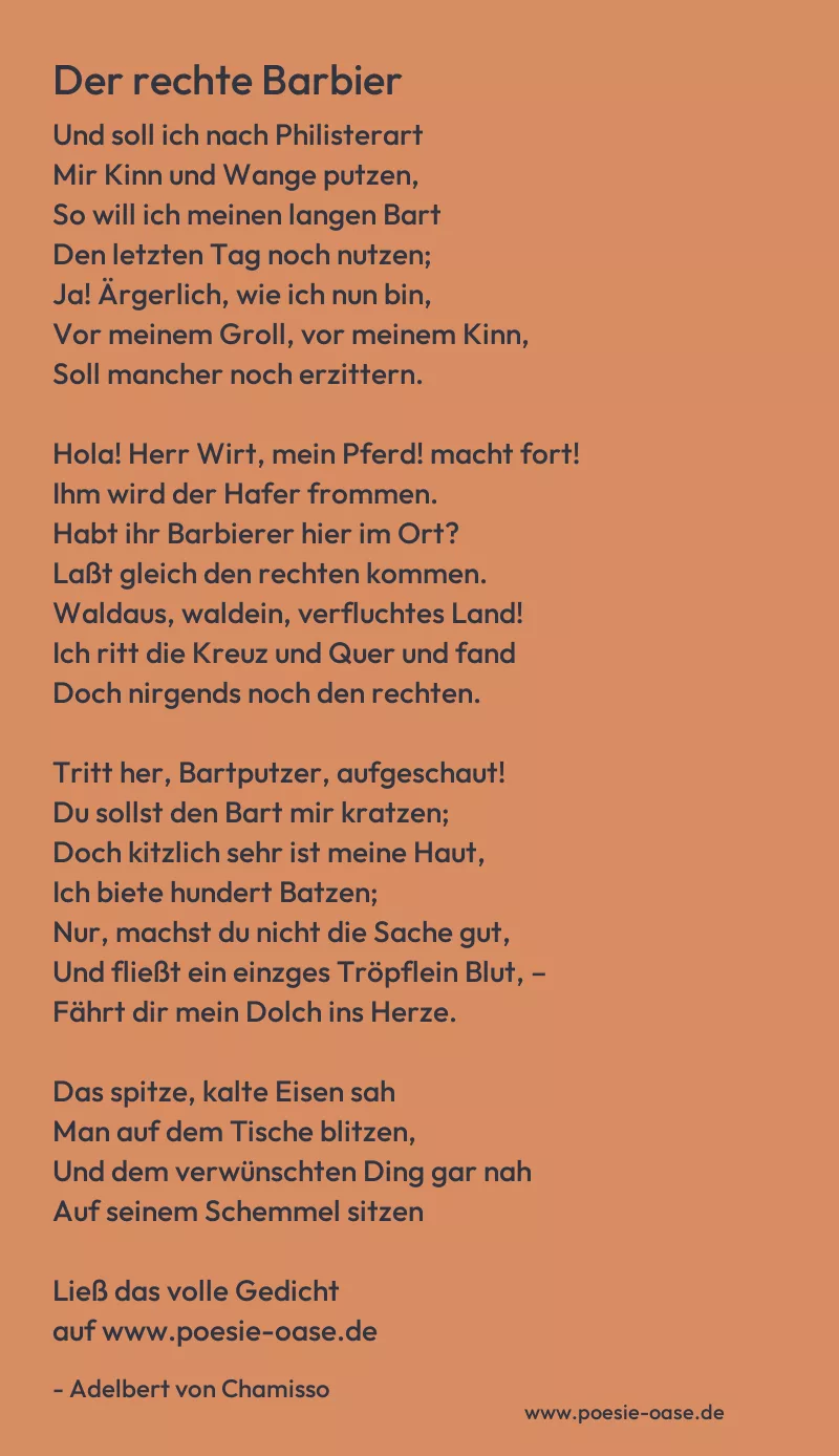 Gedicht: Der rechte Barbier von Adelbert von Chamisso