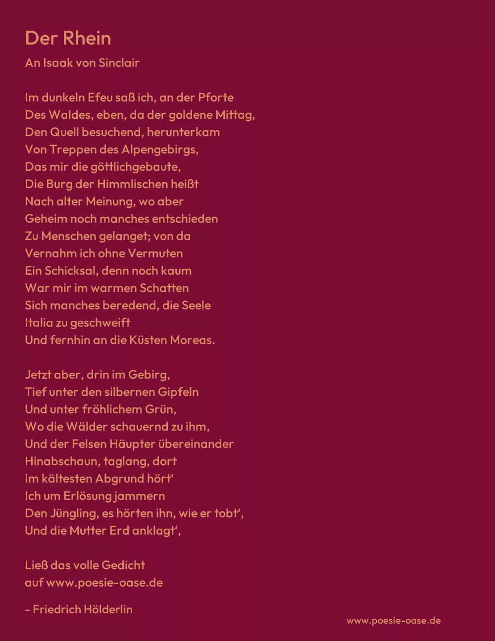 Gedicht: Der Rhein von Friedrich Hölderlin