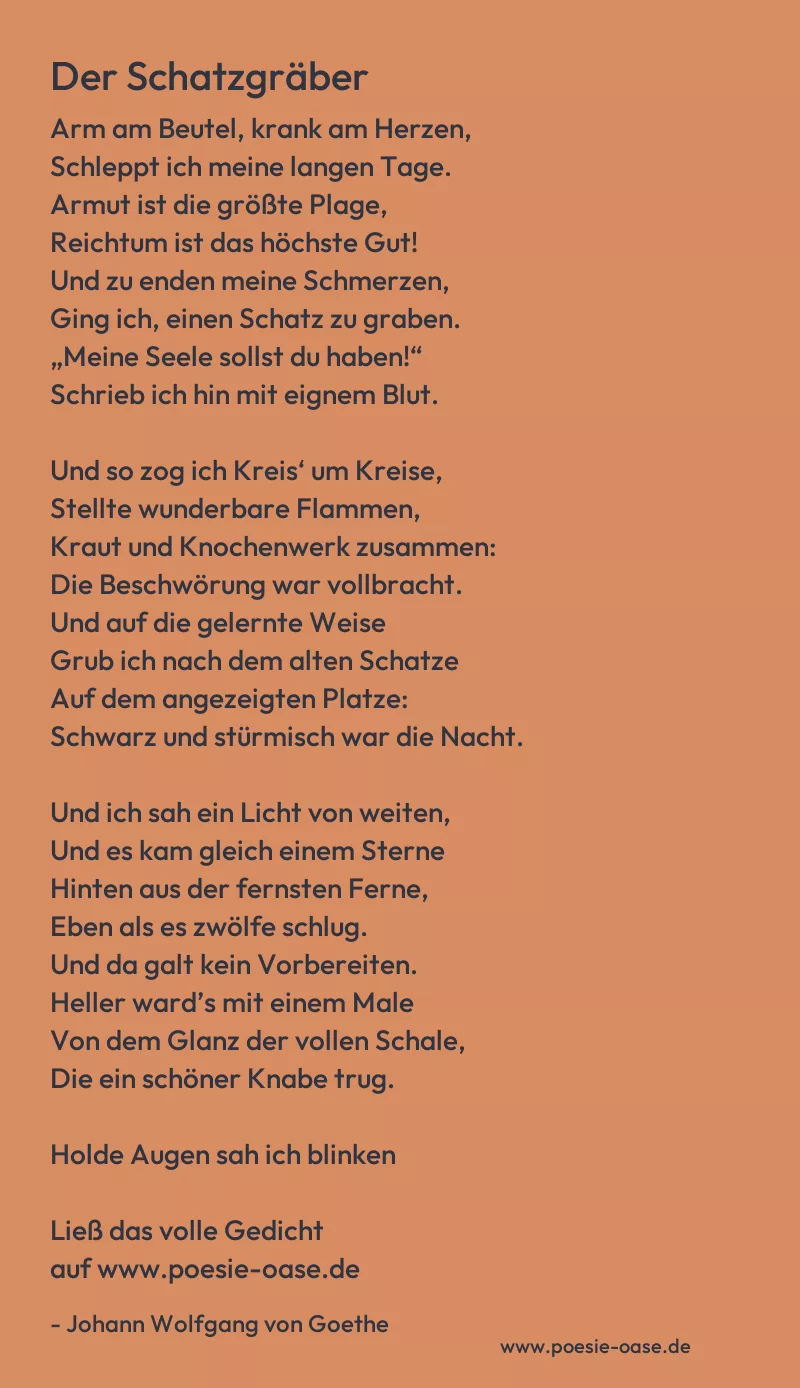 Gedicht: Der Schatzgräber von Johann Wolfgang von Goethe