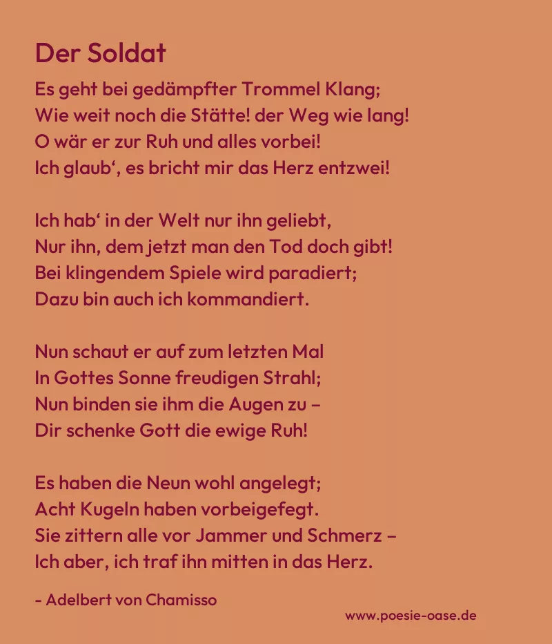Gedicht: Der Soldat von Adelbert von Chamisso