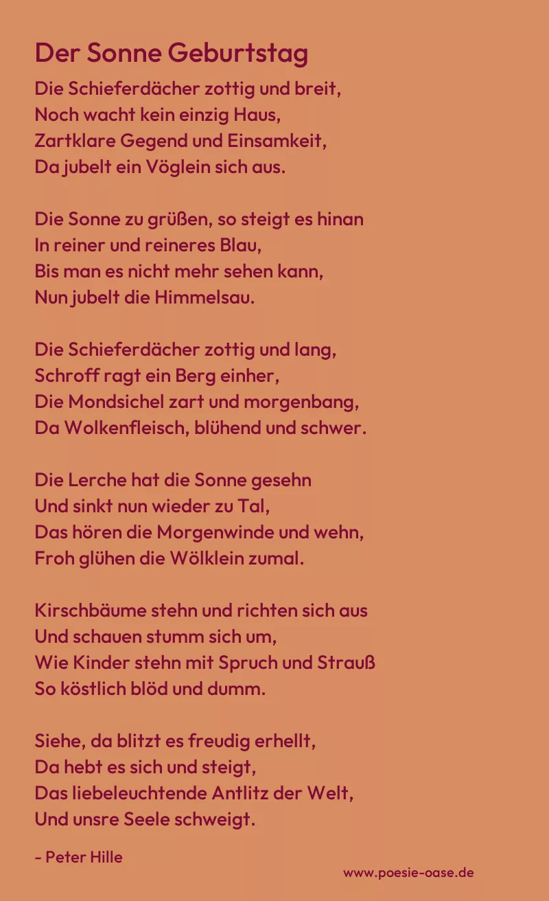Gedicht: Der Sonne Geburtstag von Peter Hille