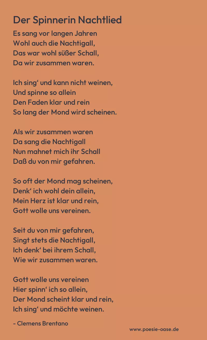 Gedicht: Der Spinnerin Nachtlied von Clemens Brentano