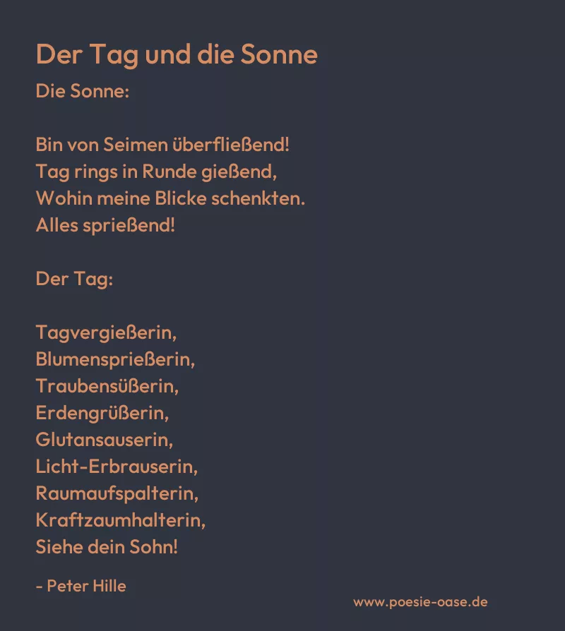 Gedicht: Der Tag und die Sonne von Peter Hille