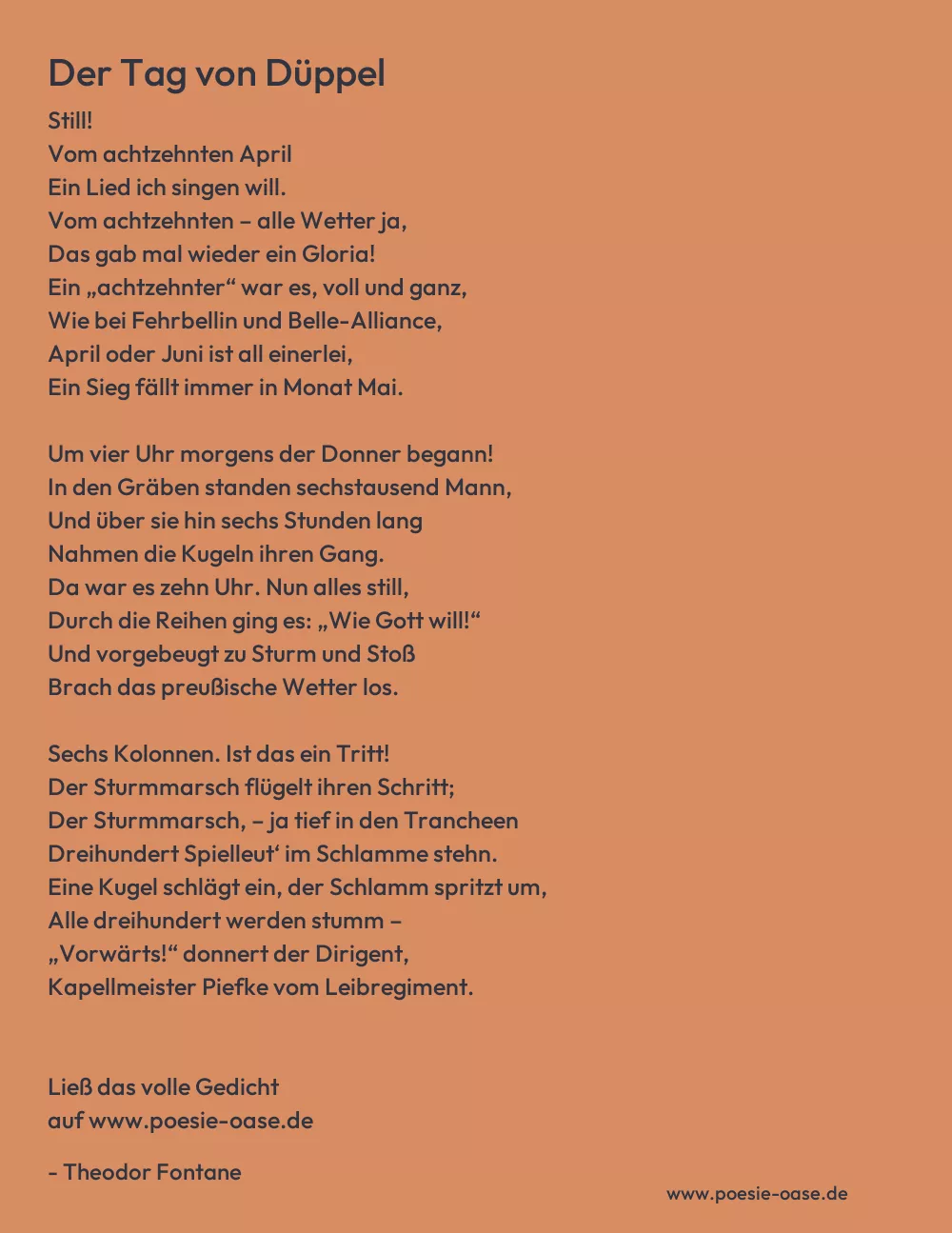 Gedicht: Der Tag von Düppel von Theodor Fontane
