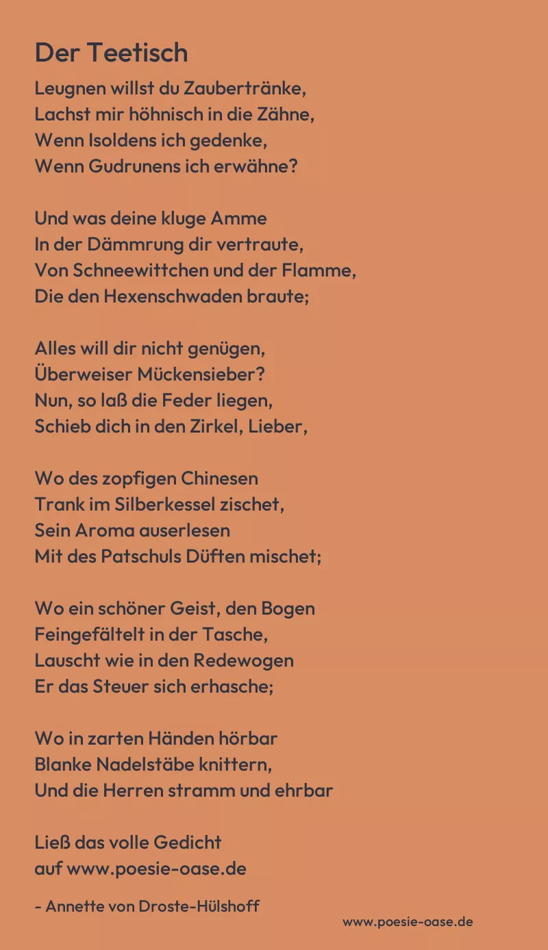 Gedicht: Der Teetisch von Annette von Droste-Hülshoff