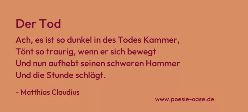 Gedicht: Der Tod von Matthias Claudius