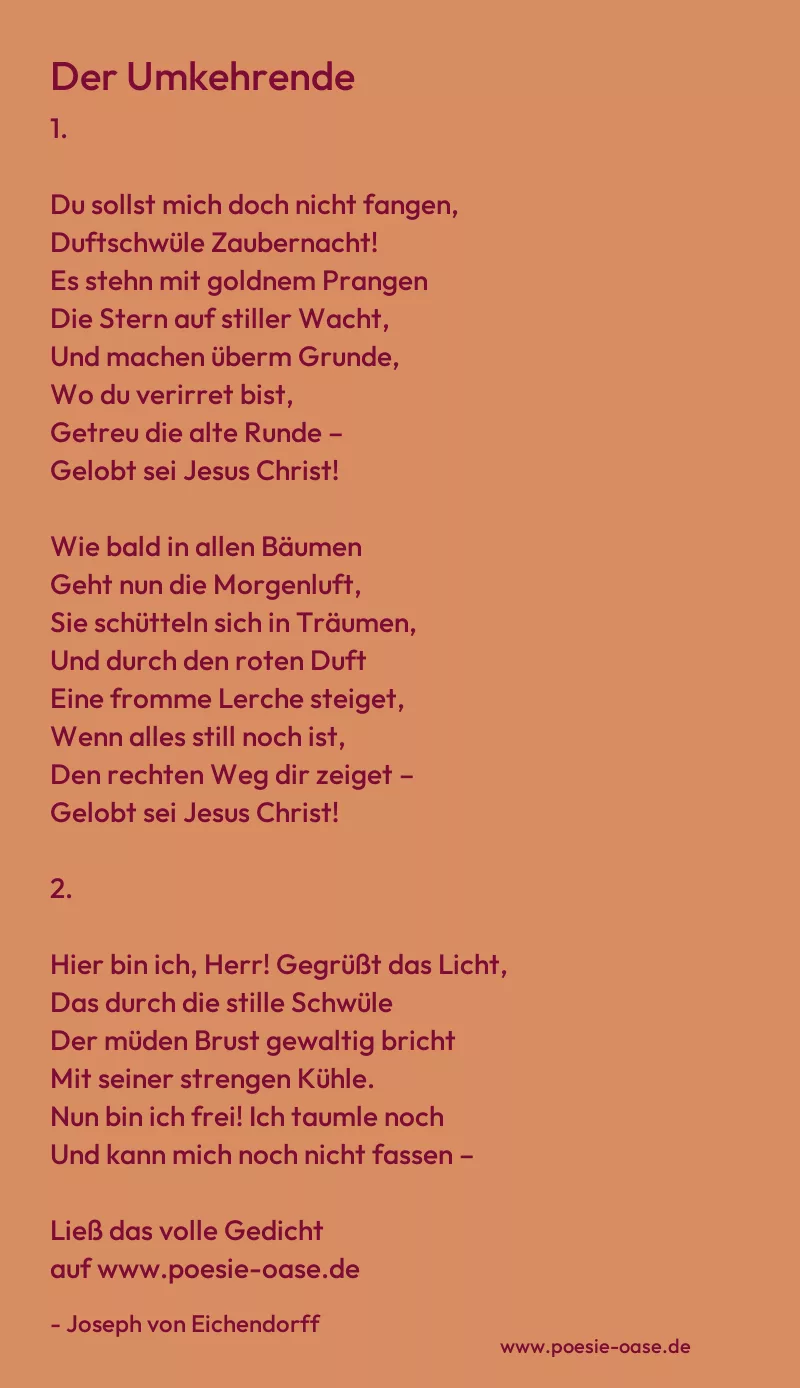 Gedicht: Der Umkehrende von Joseph von Eichendorff