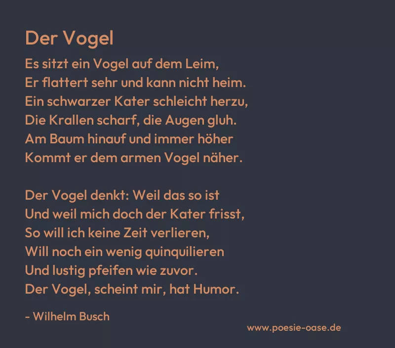 Gedicht: Der Vogel von Wilhelm Busch