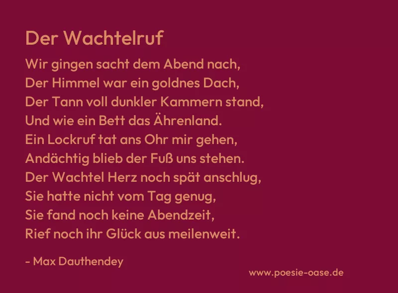 Gedicht: Der Wachtelruf von Max Dauthendey