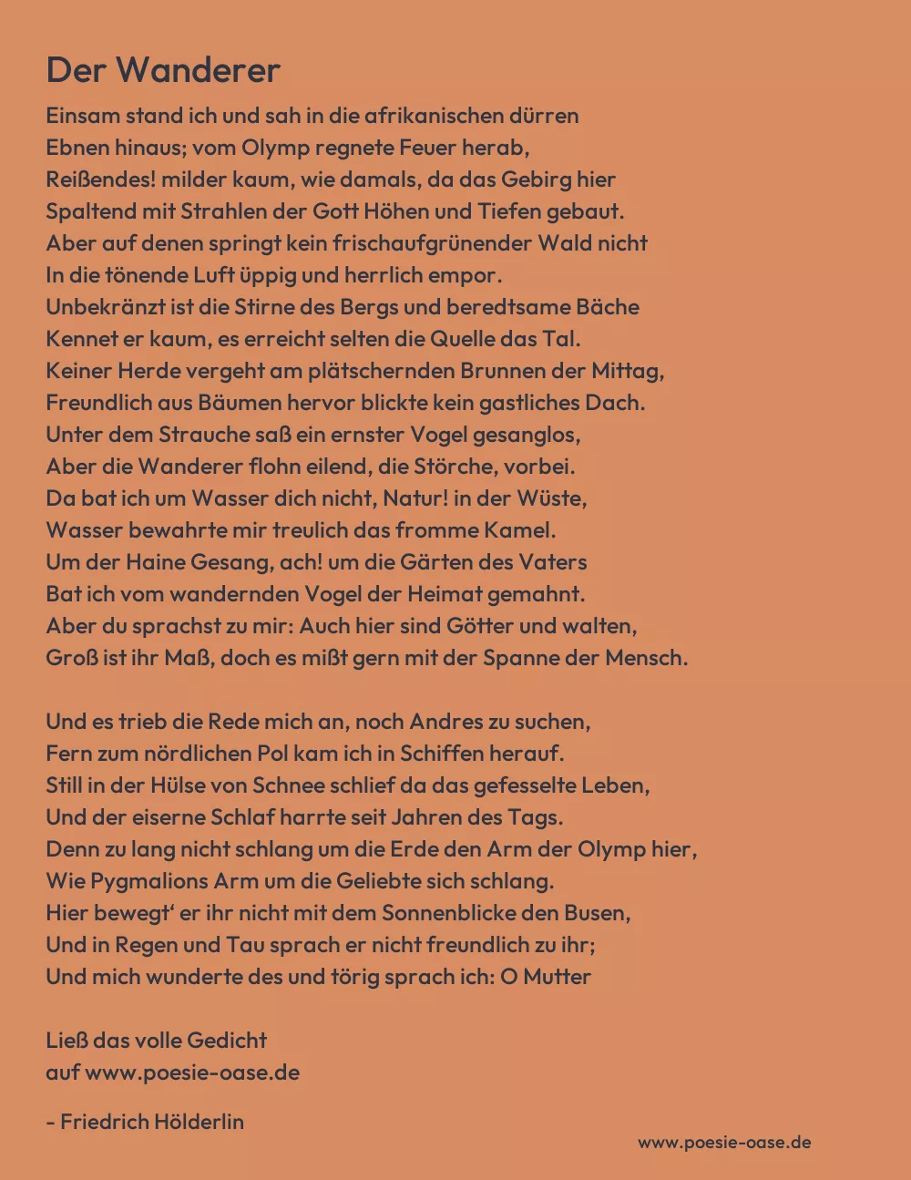 Gedicht: Der Wanderer von Friedrich Hölderlin