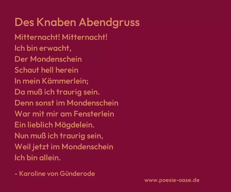 Gedicht: Des Knaben Abendgruss von Karoline von Günderode